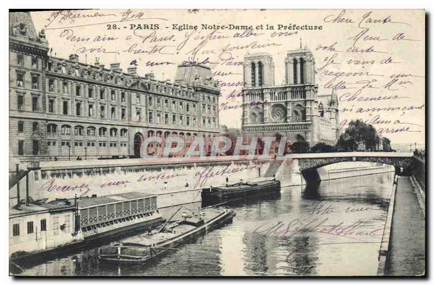 CPA Paris Eglise Notre Dame et la Prefecture
