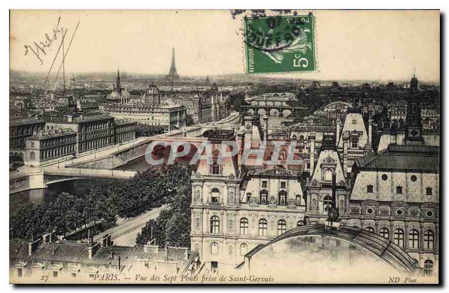 CPA Paris Vue des Sept ponts prise de Saint Gervais