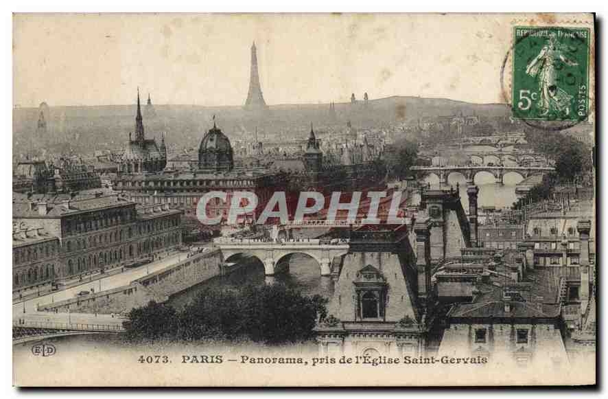CPA Paris Panorama pris de l'Eglise Saint Gervais