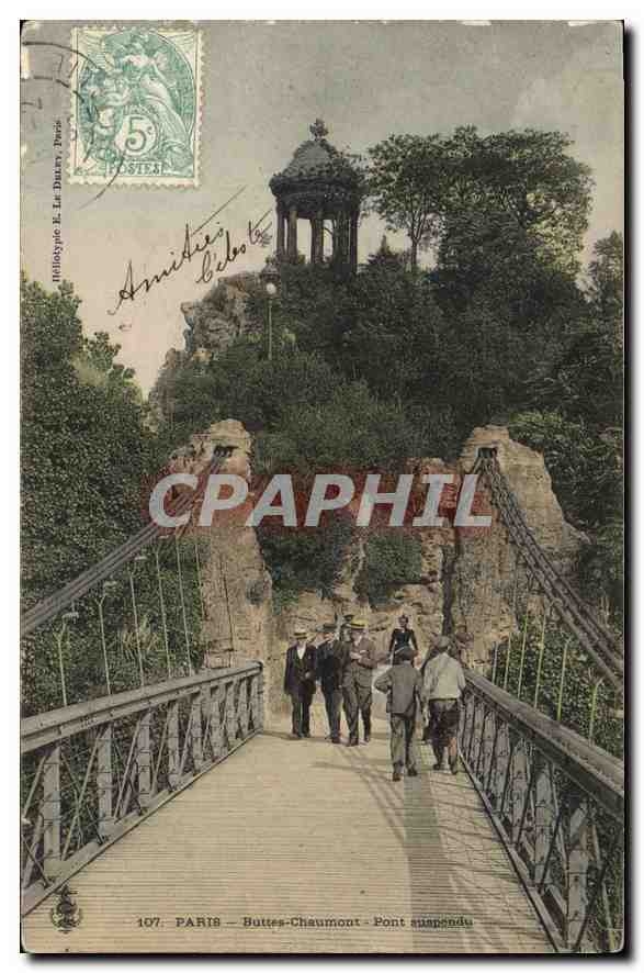 CPA Paris Buttes Chaumont Pont suspendu 