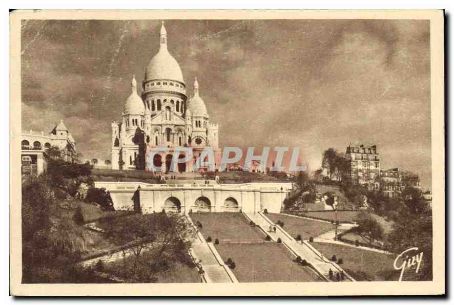 CPA Paris et ses Merveilles Basilique du Sacre Coeur et Colline de Montmartre 