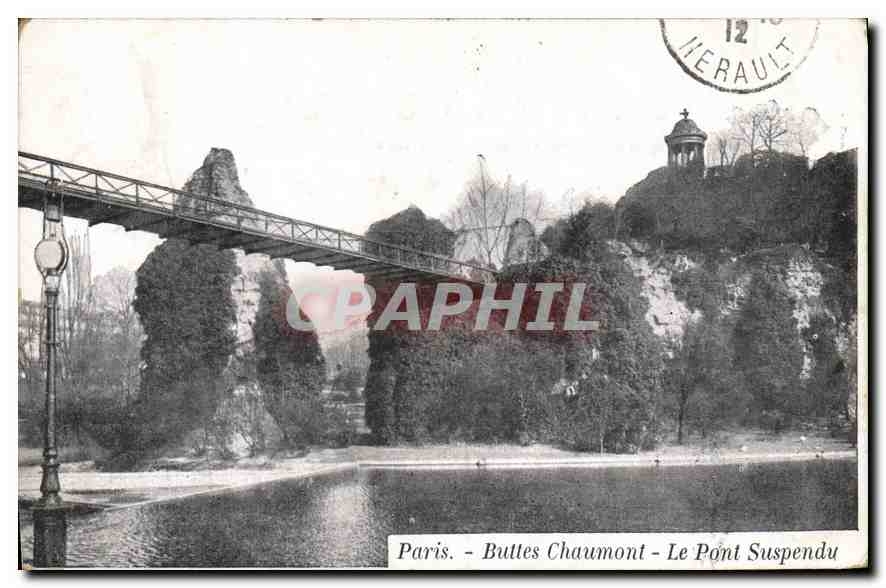 CPA Paris Buttes Chaumont Le Pont Suspendu