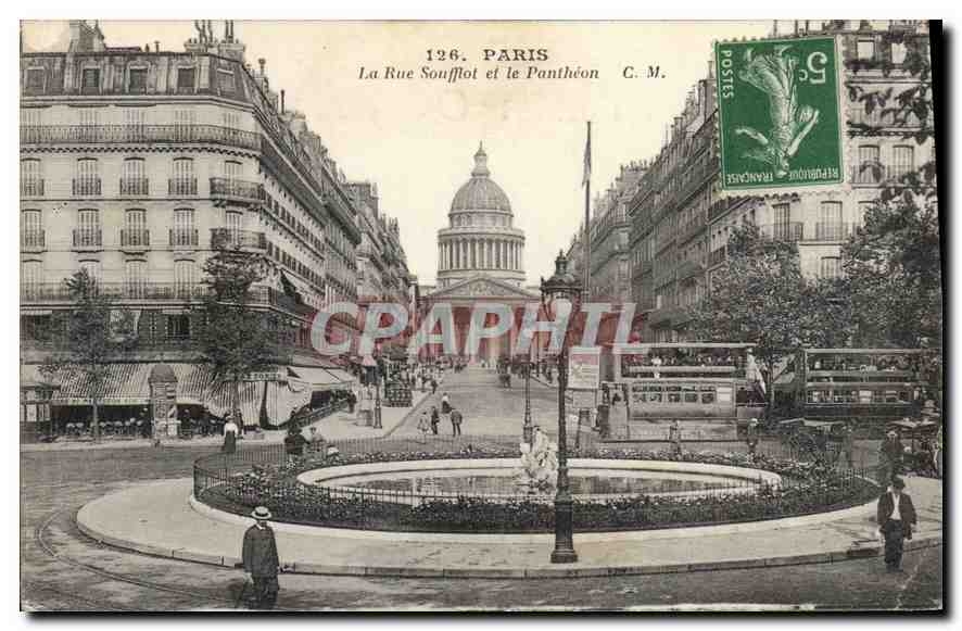 CPA Paris La Rue Soufflot et le Pantheon