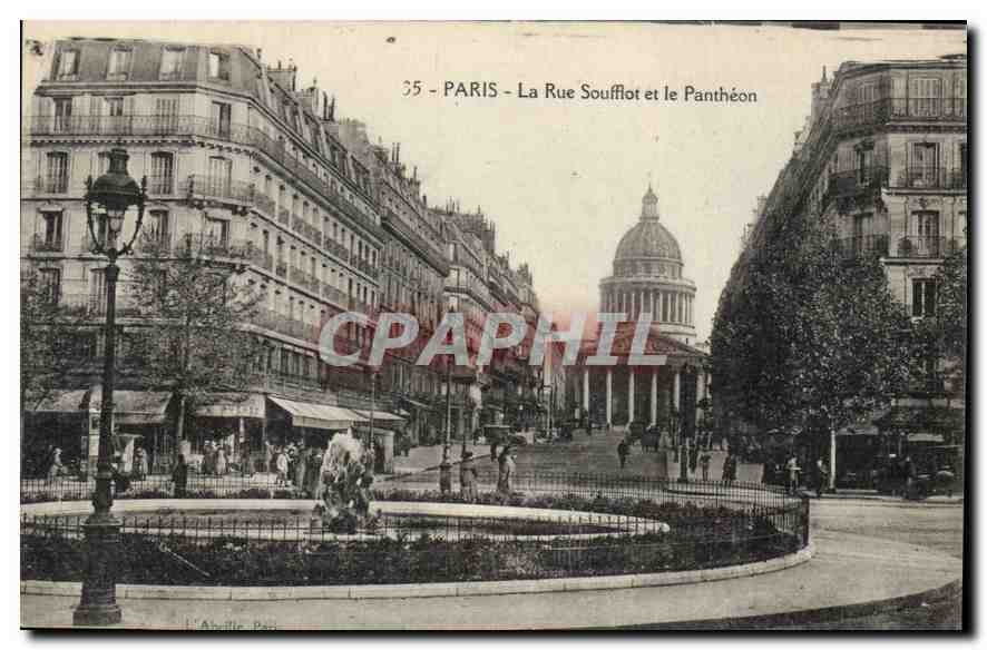 CPA Paris La rue Soufflot et le Pantheon