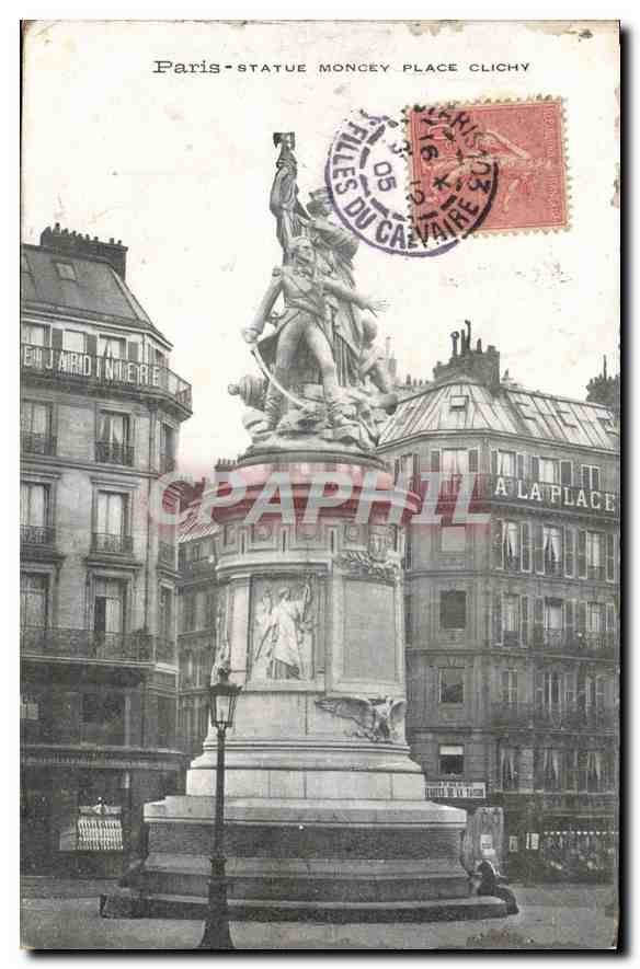 CPA Paris Statue Moncey Place Clichv 