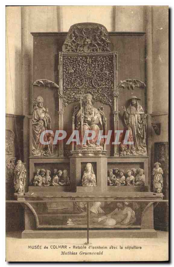 CPA Musee de Colmar Retable d'Isenheim avec le sepulture 