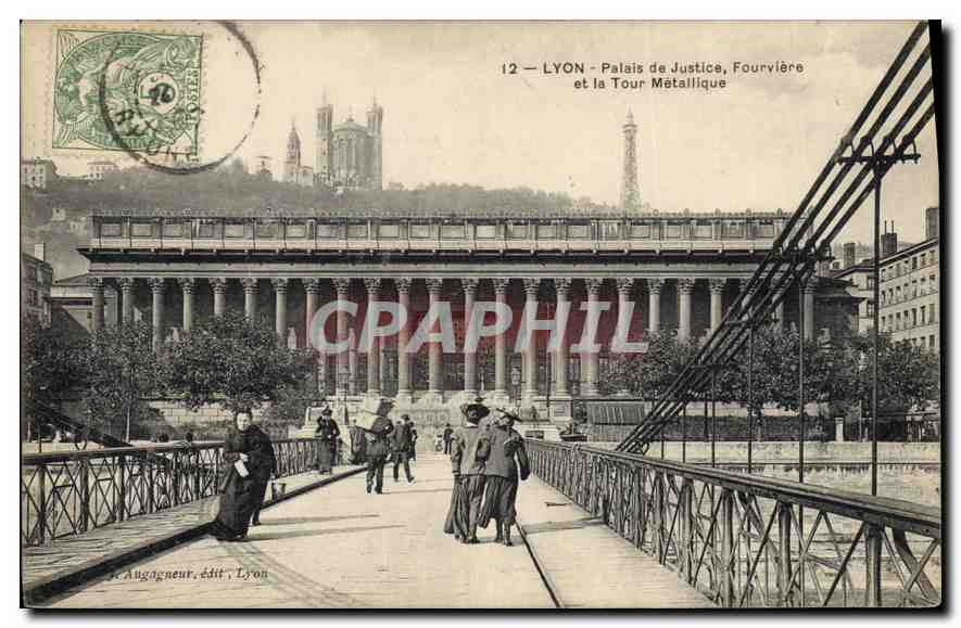 CPA Lyon Palais de Justice Fourviere et la Tour Metallique
