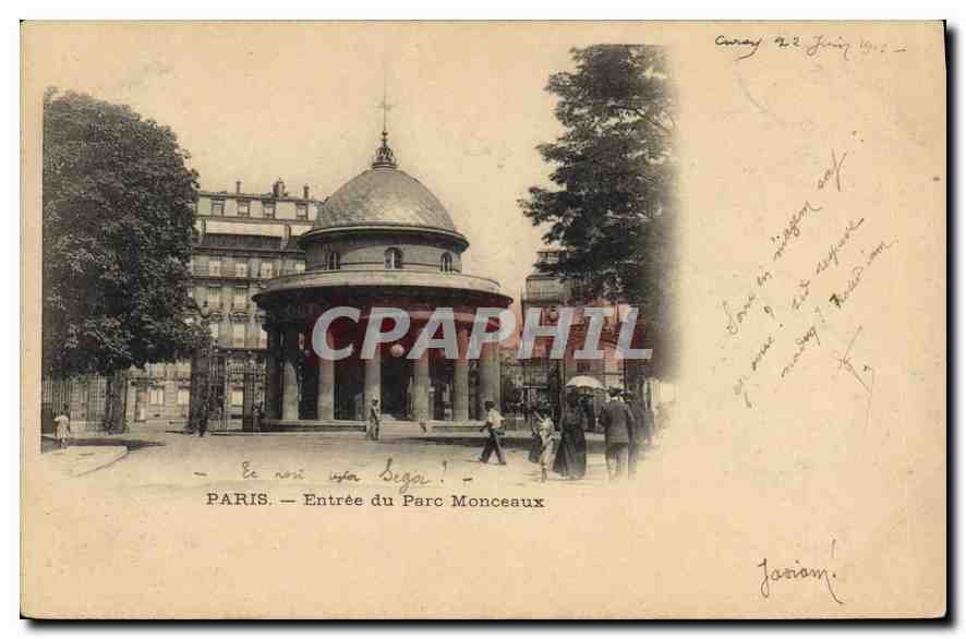 CPA Paris Entree du Parc Monceaux