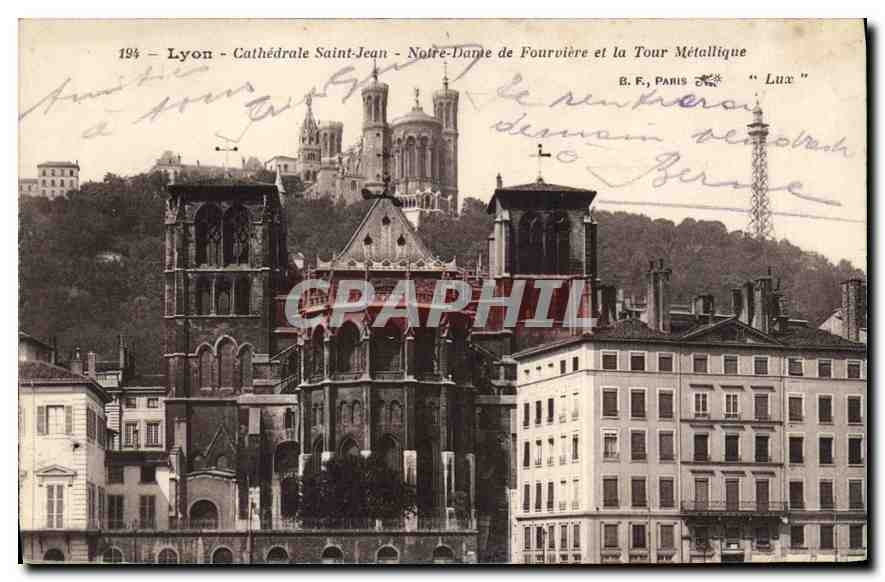 CPA Lyon Cathedrale Saint Jean Notre Dame de Fourviere et la Tour Metallique