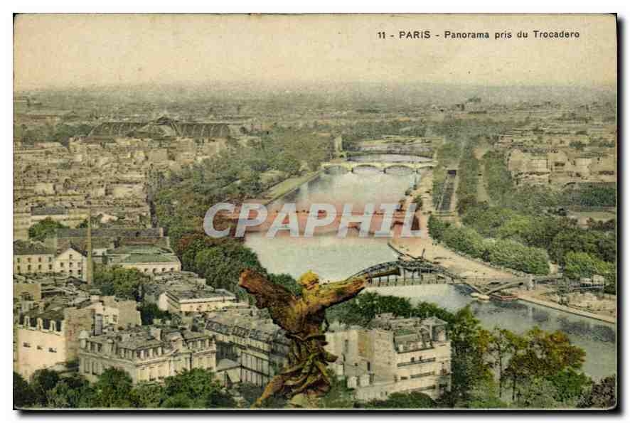 CPA Paris Panorama pris du Trocadero 