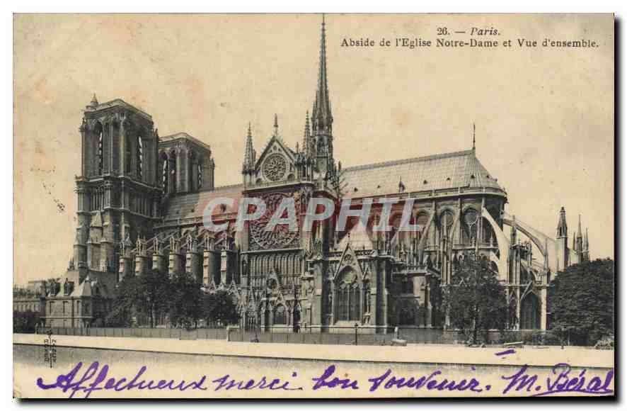 CPA Paris Abside de l'Eglise Notre Dame et Vue d'ensemble 