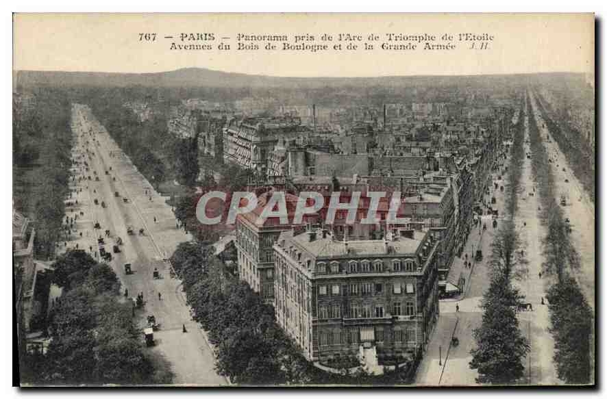 CPA Paris Panorama pris de l'Arc de Tromphe de l'Etoile