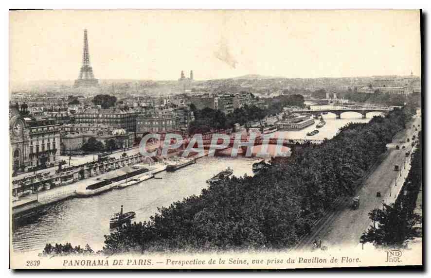 CPA Panorama de Paris Perspective de la Seine vue prise du Pavillon de Flore Tour Eiffel