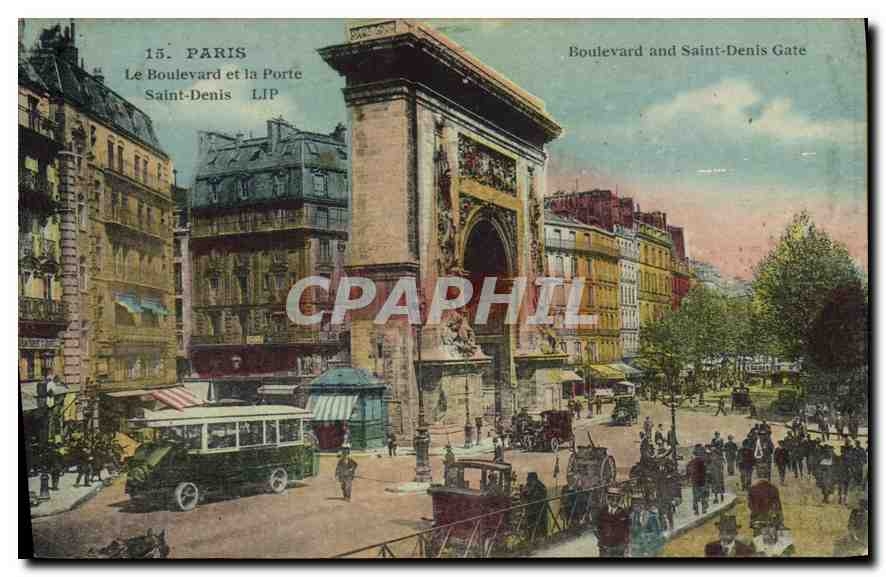 CPA Paris Le Boulevard et la Porte Saint Denis