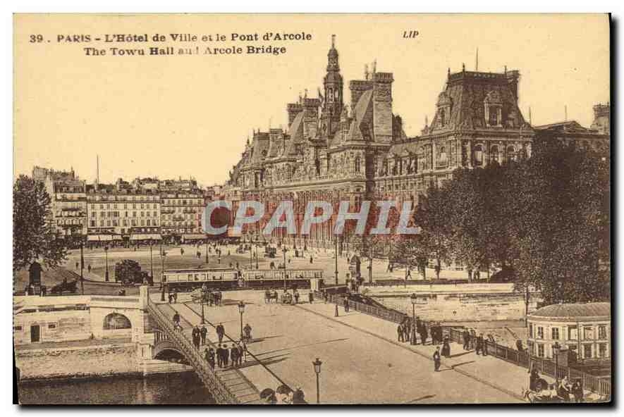 CPA Paris L'Hotel de Ville et le Pont d'Arcole 