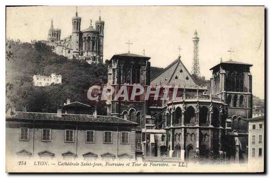 CPA Lyon Cathedrale Saint Jean Fourviere et Tour de Fourviere