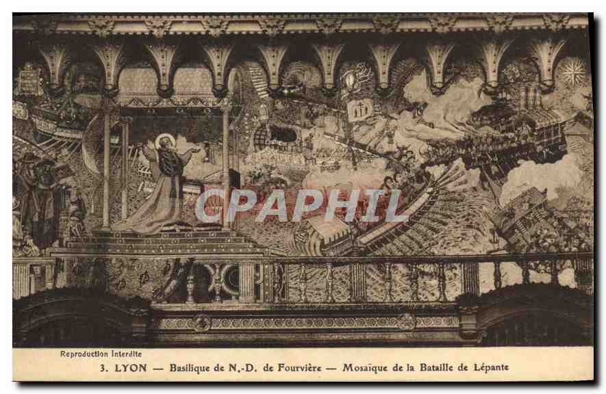 CPA Lyon Basilique de ND de Fourviere Mosaique de la Bataille de Lepante