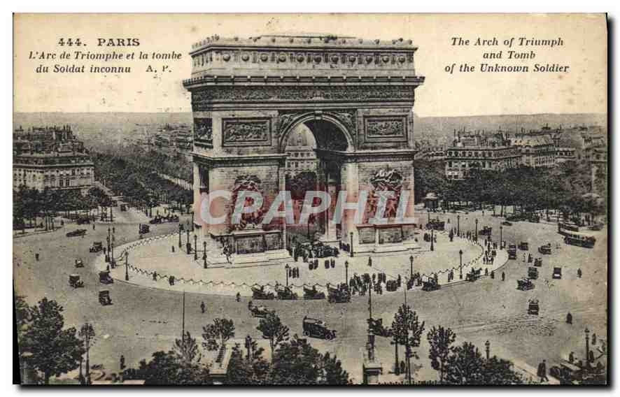 CPA Paris L'Arc de Triomphe et la tombe du Soldat inconnu 