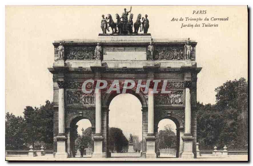 CPA Paris Arc de Triomphe du Carrousel Jardin des Tuileries 