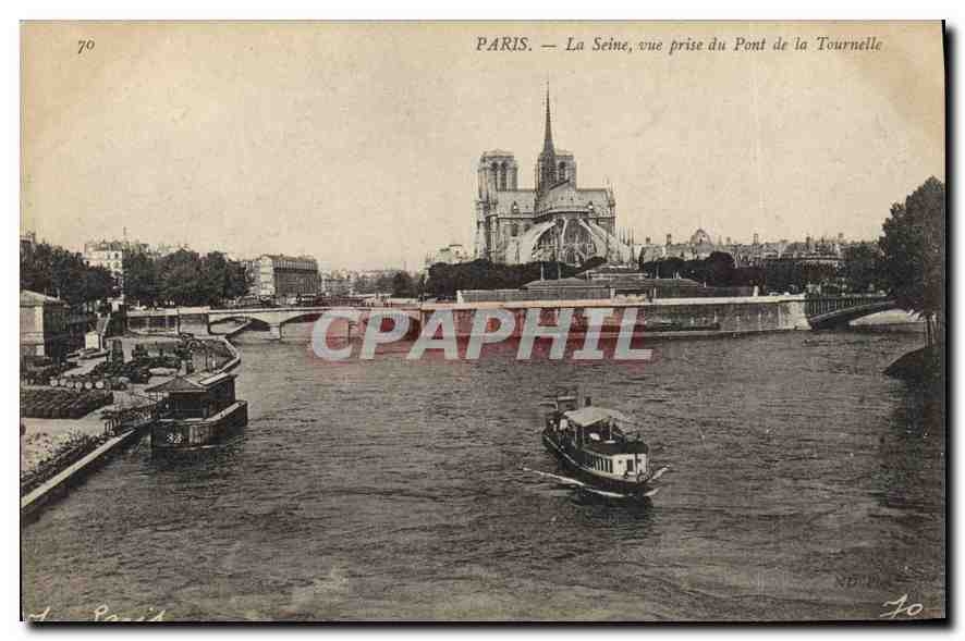CPA Paris La Seine vue prise du Pont de la Tournelle Bateau Peniche