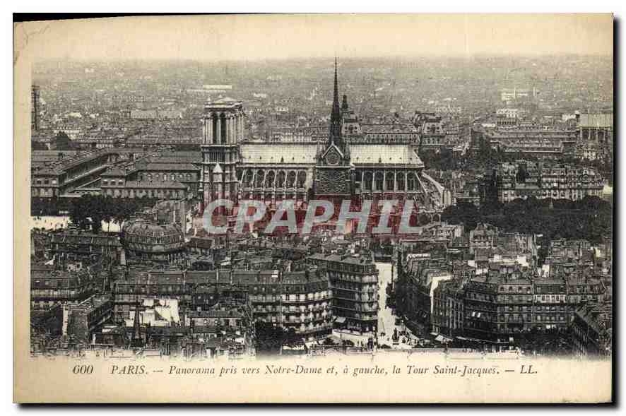 CPA Paris Panorama pris vers Notre Dame et a gauche La Tour Saint Jacques 