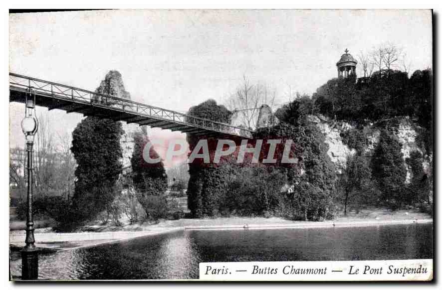CPA Paris Buttes Chaumont Le Pont Suspendu