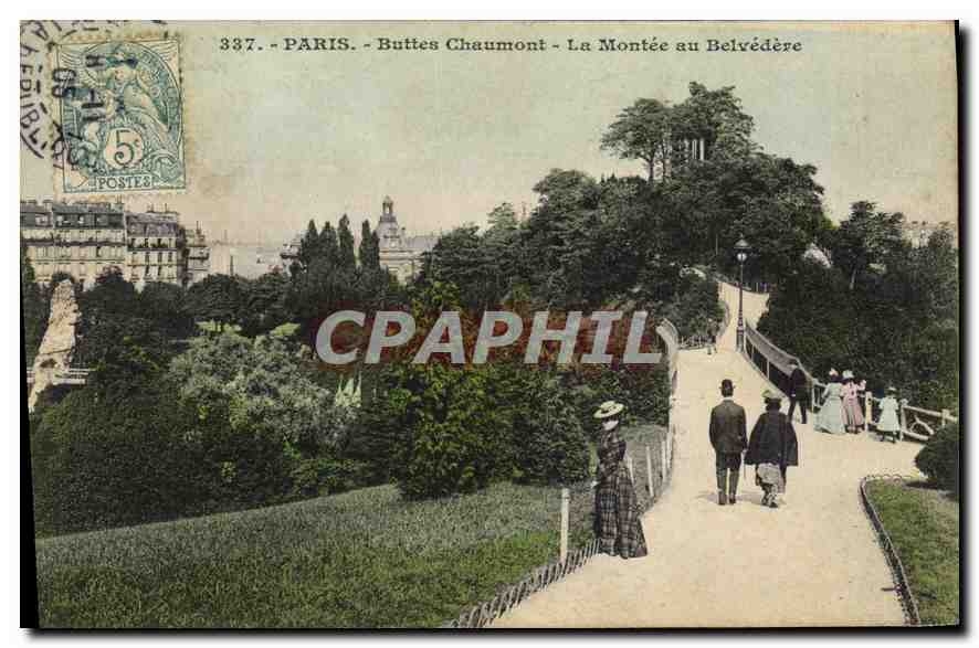CPA Paris Buttes Chaumont La Montee au Belvedere 