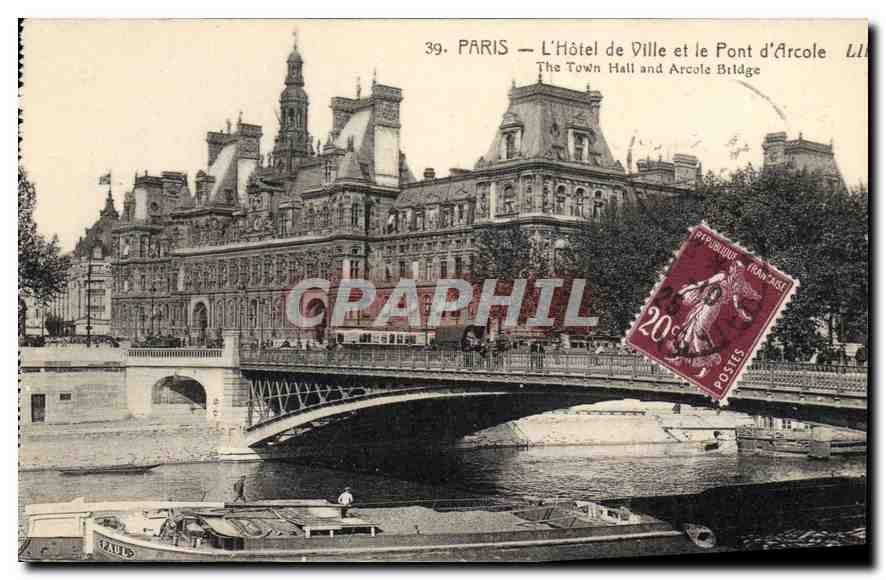 CPA Paris L'Hotel de Ville et le Pont d'Arcole 