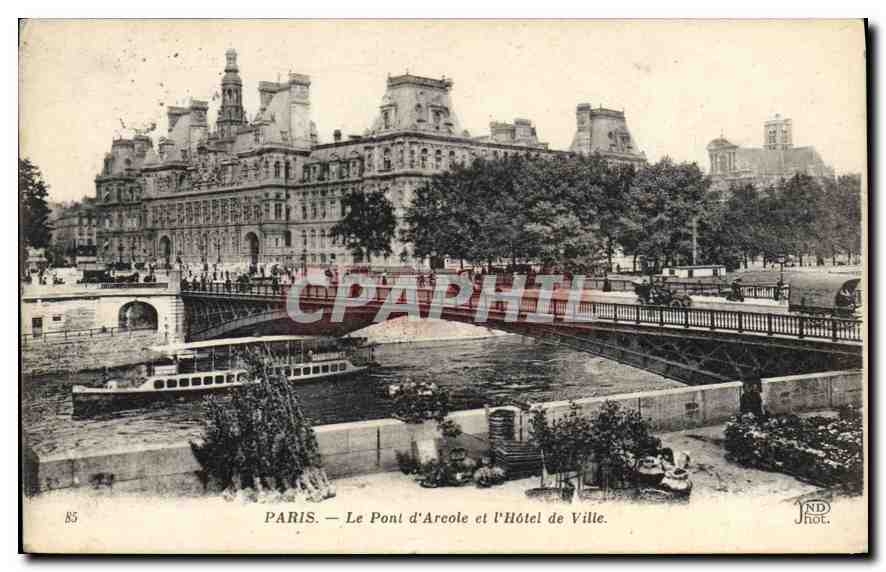 CPA Paris Le Pont d'Arcole et l'Hotel de Ville 