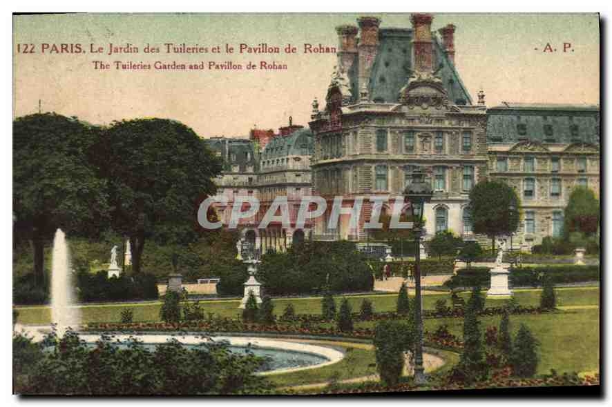 CPA Paris Le Jardin des Tuileries et le Pavillon de Rohan 