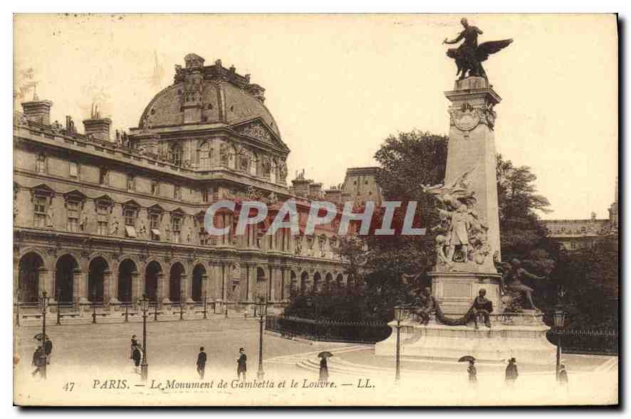 CPA Paris Le Monument de Gambetta et le Louvre