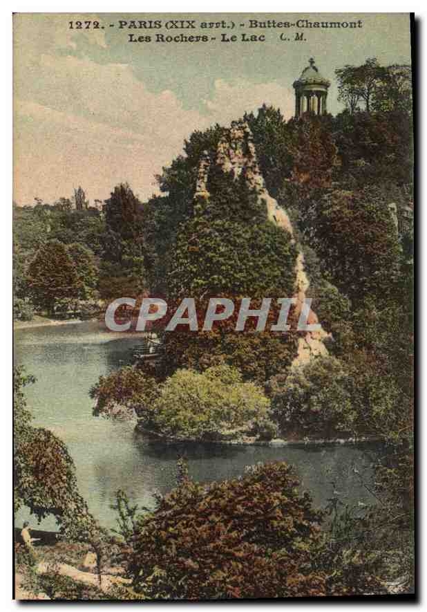 CPA Paris XIX arrt Buttes Chaumont Les Rochers Le Lac 