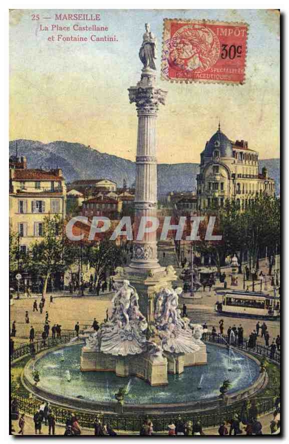 CPA Marseille La Place Castellane et Fontaine Cantini 
