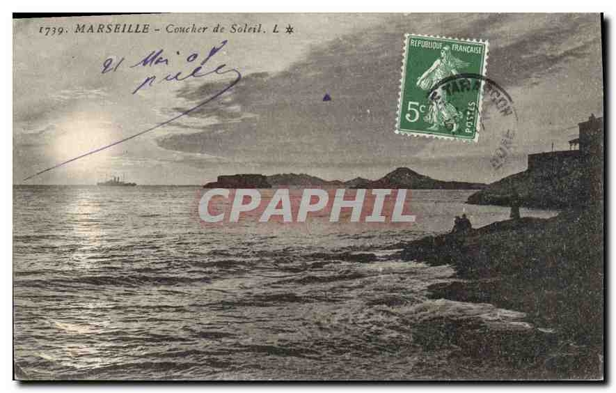 CPA Marseille Coucher de Soleil 