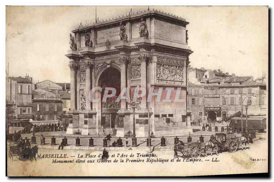 CPA Marseille La Place l'Arc de Triomphe