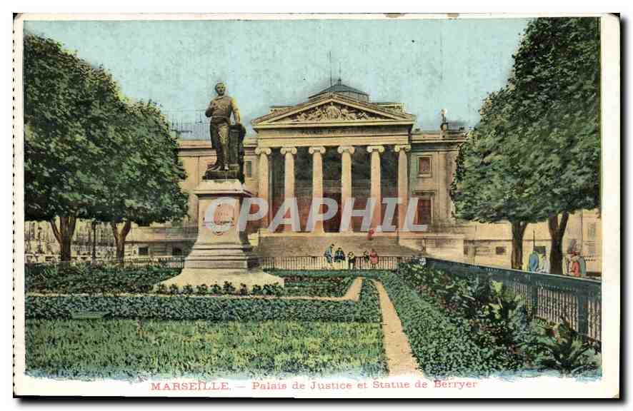 CPA Marseille Palais de Justice et Statue de Berryer