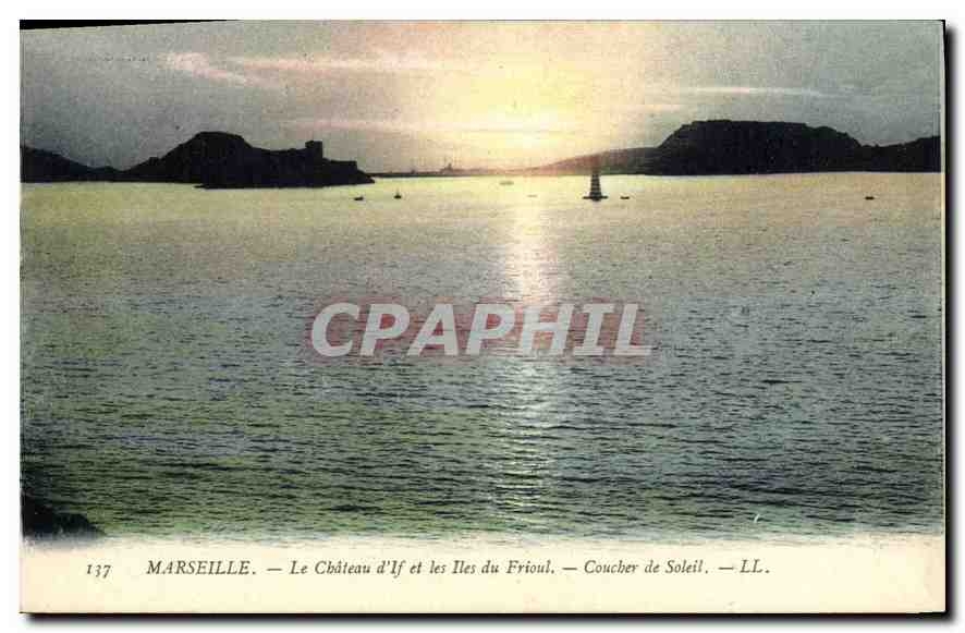 CPA Marseille Le Chateau d'If et les du Frioul Coucher de Soleil 