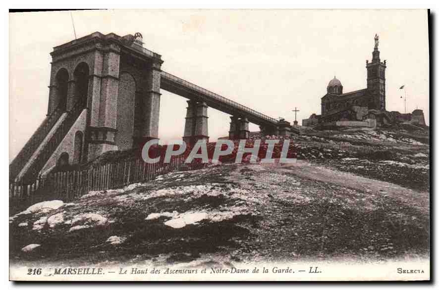 CPA Marseille Le Haut des Ascenseurs et Notre Dame de la Garde 