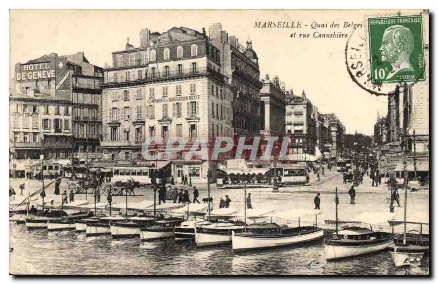 CPA Marseille Qaui des Belges et rue Cannebiere 