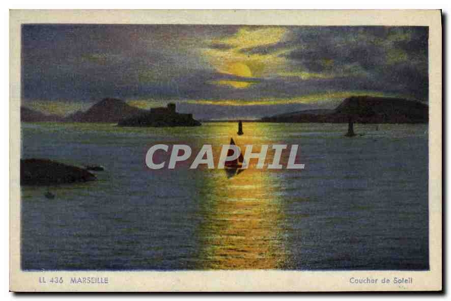 CPA Marseille Coucher de Soleil 