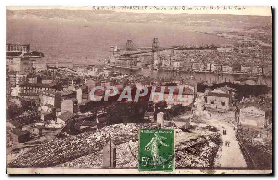 CPA Marseille Panorama des Quais prise de ND de la Garde