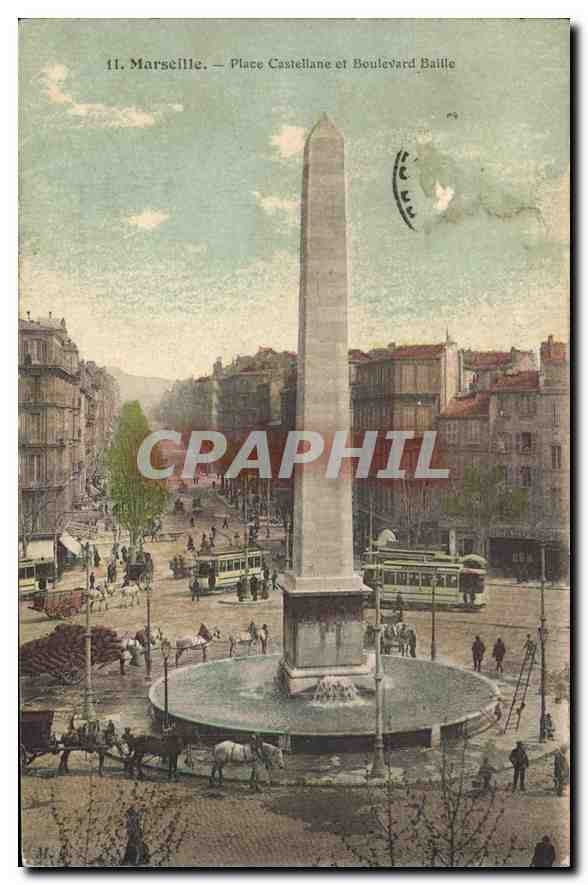 CPA Marseille Place Castellane et Boulevard Baille