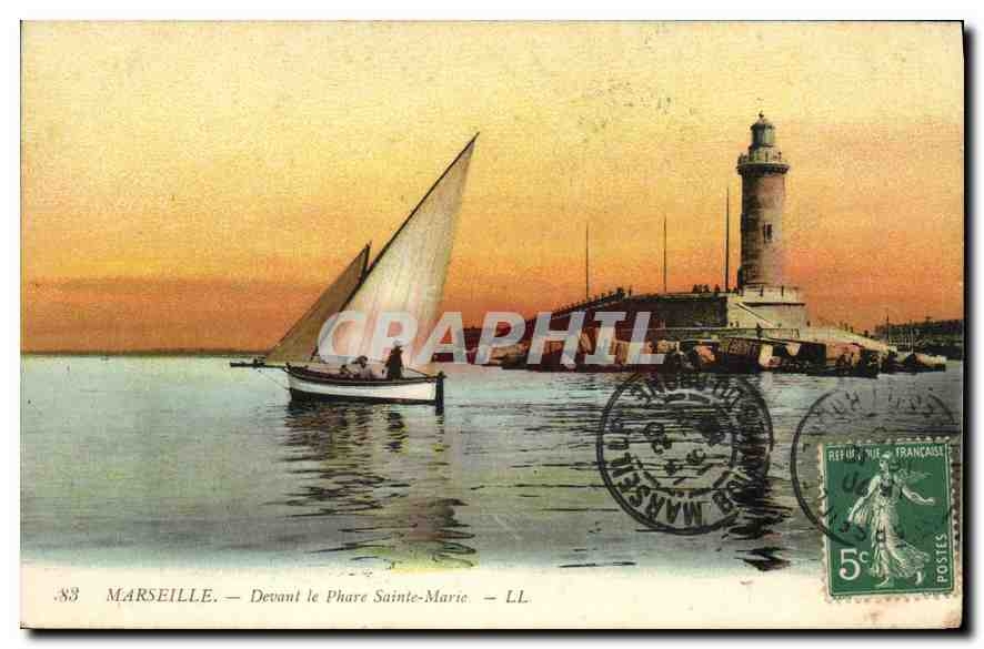 CPA Marseille Devant le Phare Sainte Marie 