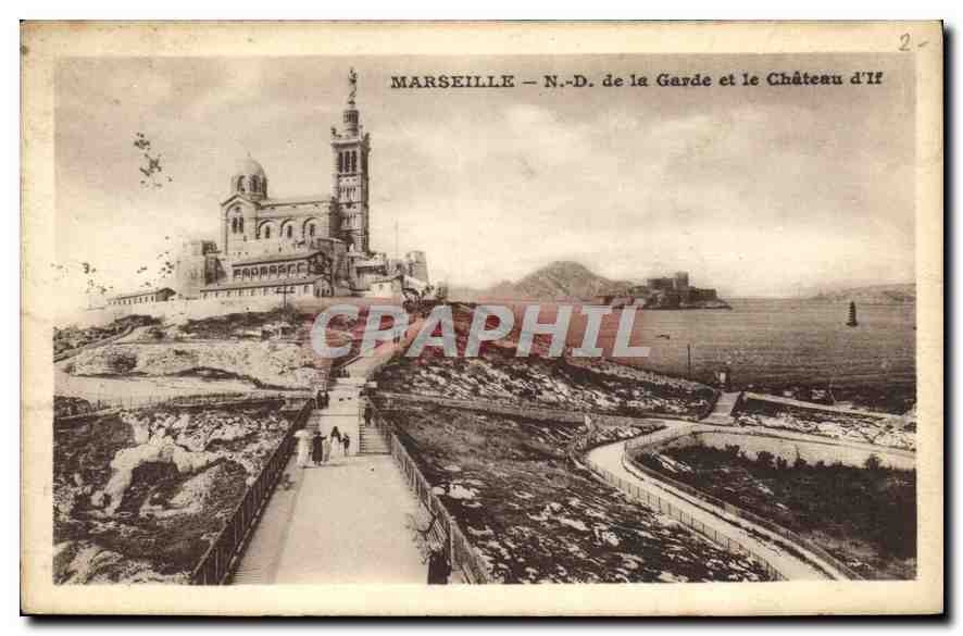CPA Marseille ND de la Garde et le Chateau d'If