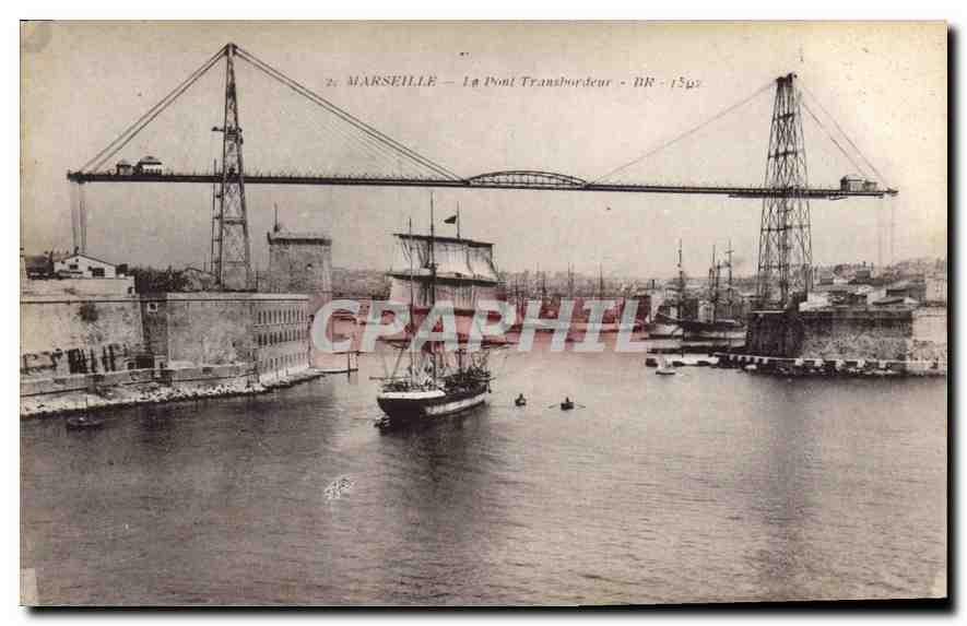 CPA Marseille Le Pont Transbordeur Bateau Voilier