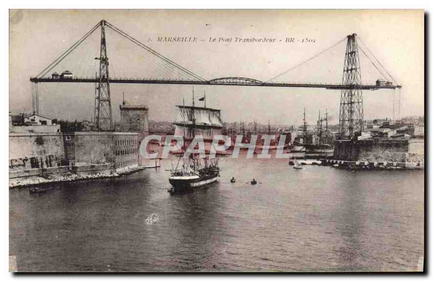 CPA Marseille Le Pont Transbordeur Bateau Voilier