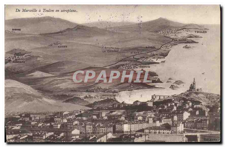 CPA De Marseille a Toulon en aeroplane 