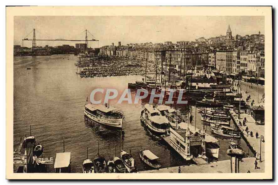 CPA Marseille Le Vieux Port et le Pont Transbordeur 