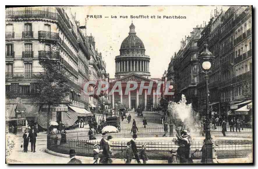 CPA Paris La rue Soufflot et le Pantheon