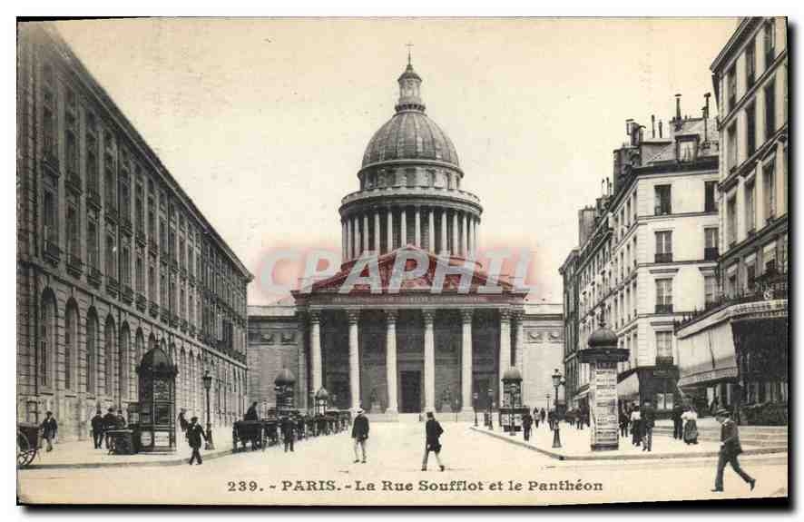 CPA Paris La Rue Soufflot et le Pantheon